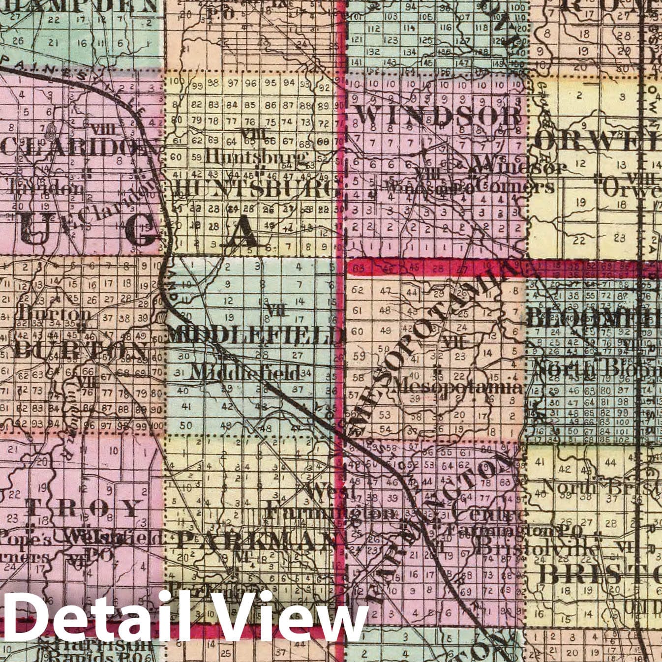 Ashtabula, Geauga, Lake, Mahoning, Portage, and Trumbull Counties, Ohio 1872 Topographic Map
