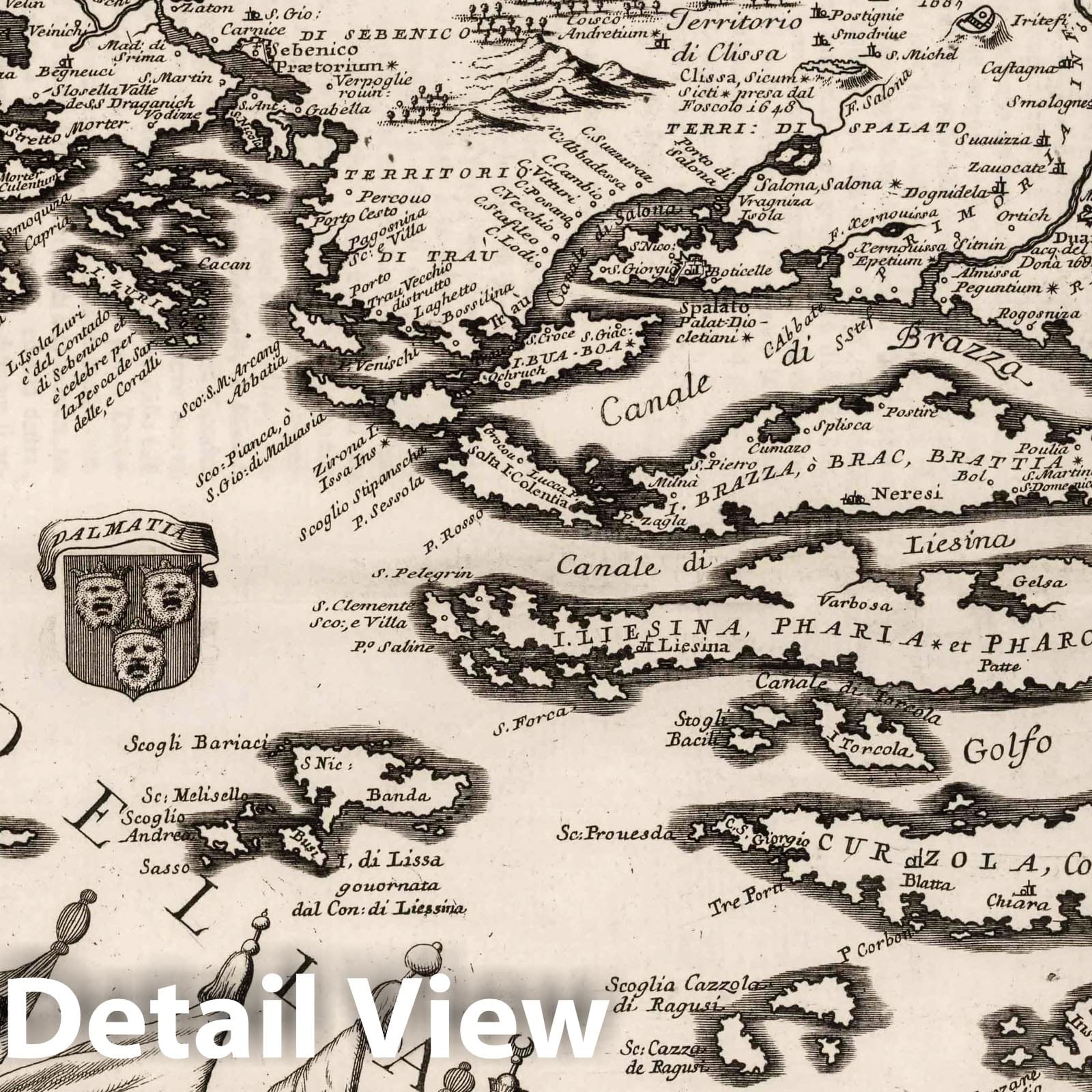 Danube River: Croatia and Bosnia - Plate No. 1, 1693 - Coronelli Historical Map Print