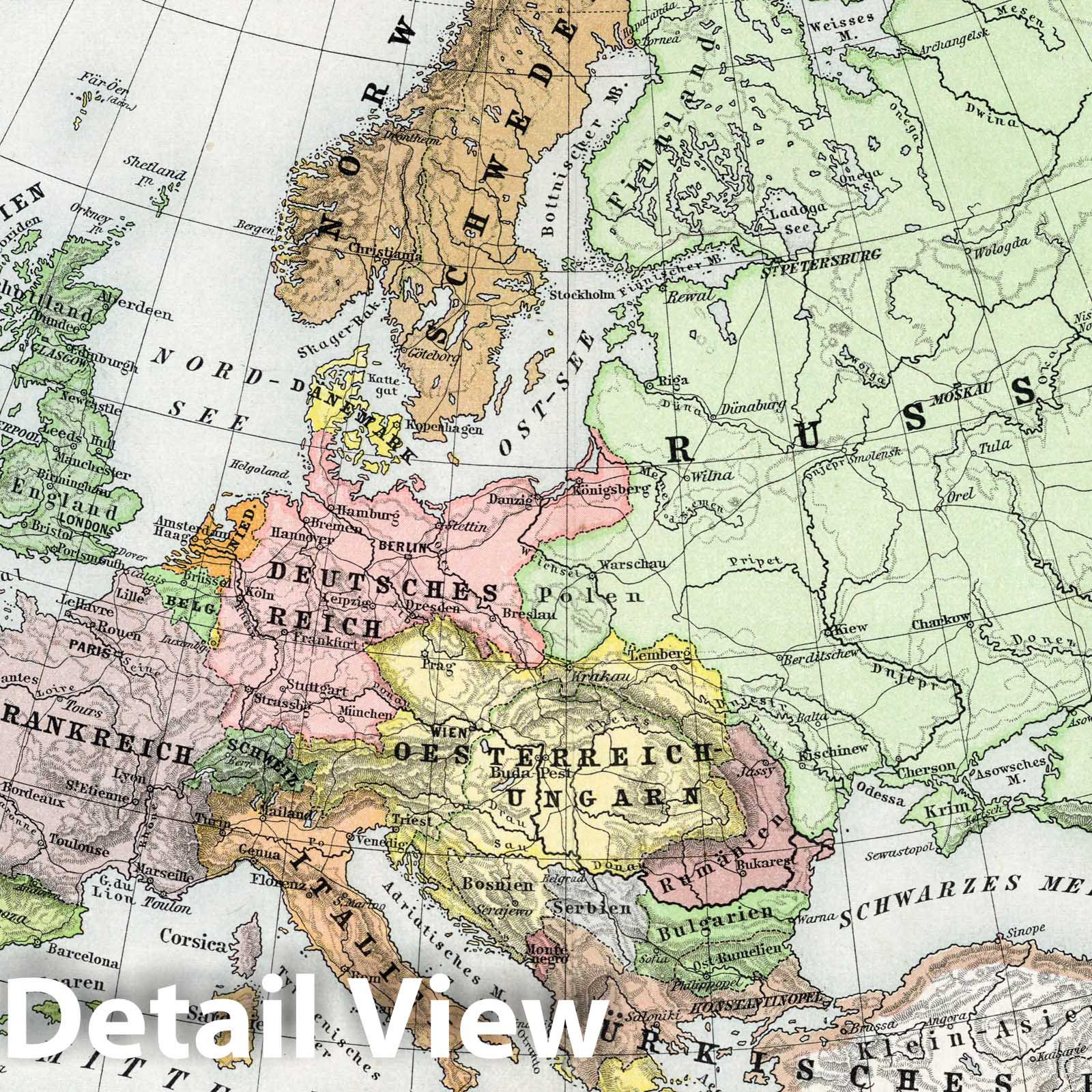 Europe 1896 Historical Map Print - Diercke School Atlas