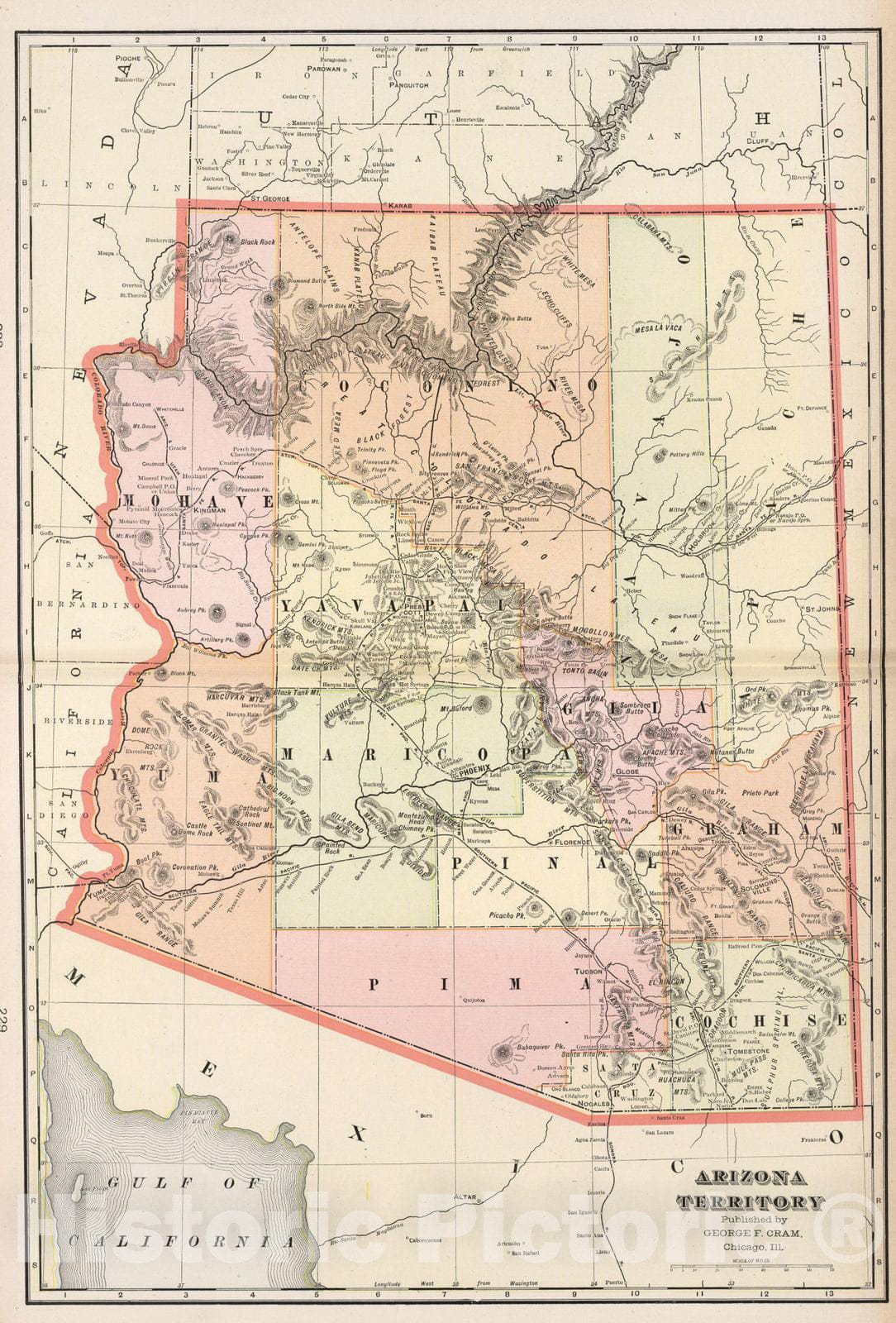 Historic Map : 1901 Arizona Territory - Vintage Wall Art