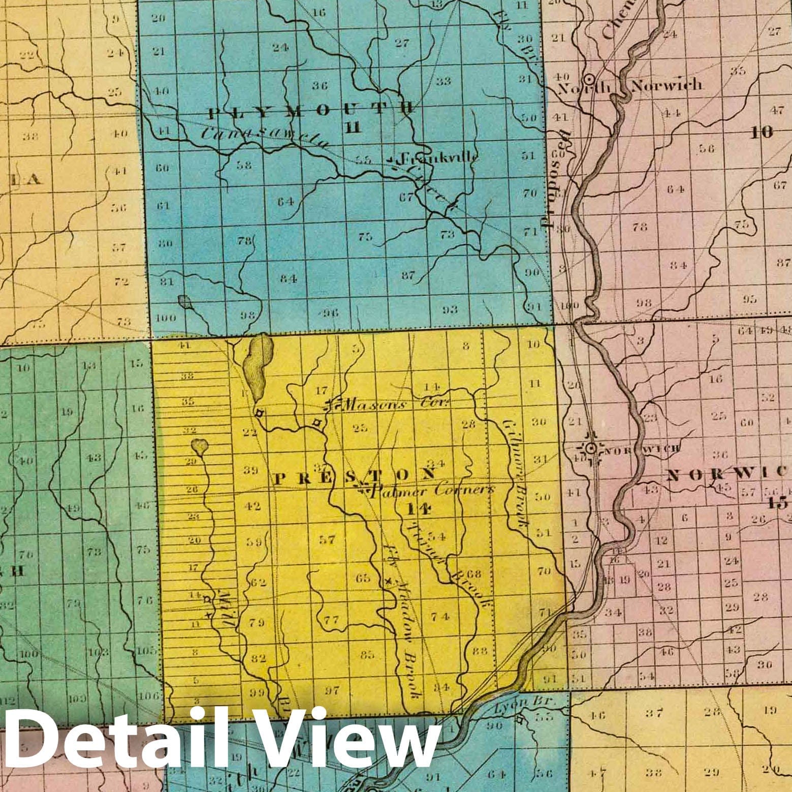 Chenango County, New York - Physical Map, 1829 - Historical Map Print