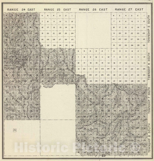 Historic Map : 1891 R.24-27E T.5-8S. - Vintage Wall Art