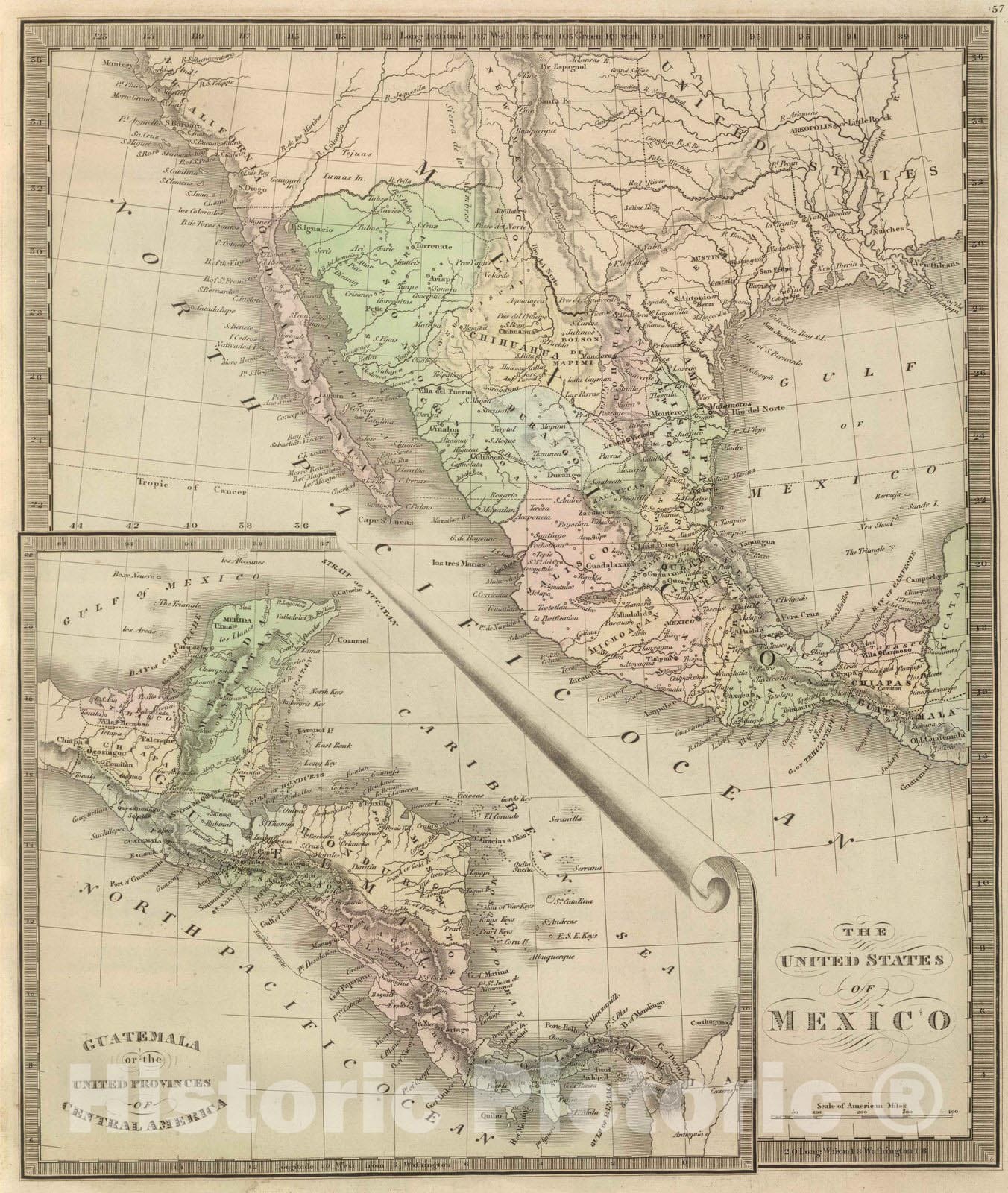 Historic Map : 1848 United States Of Mexico. - Vintage Wall Art