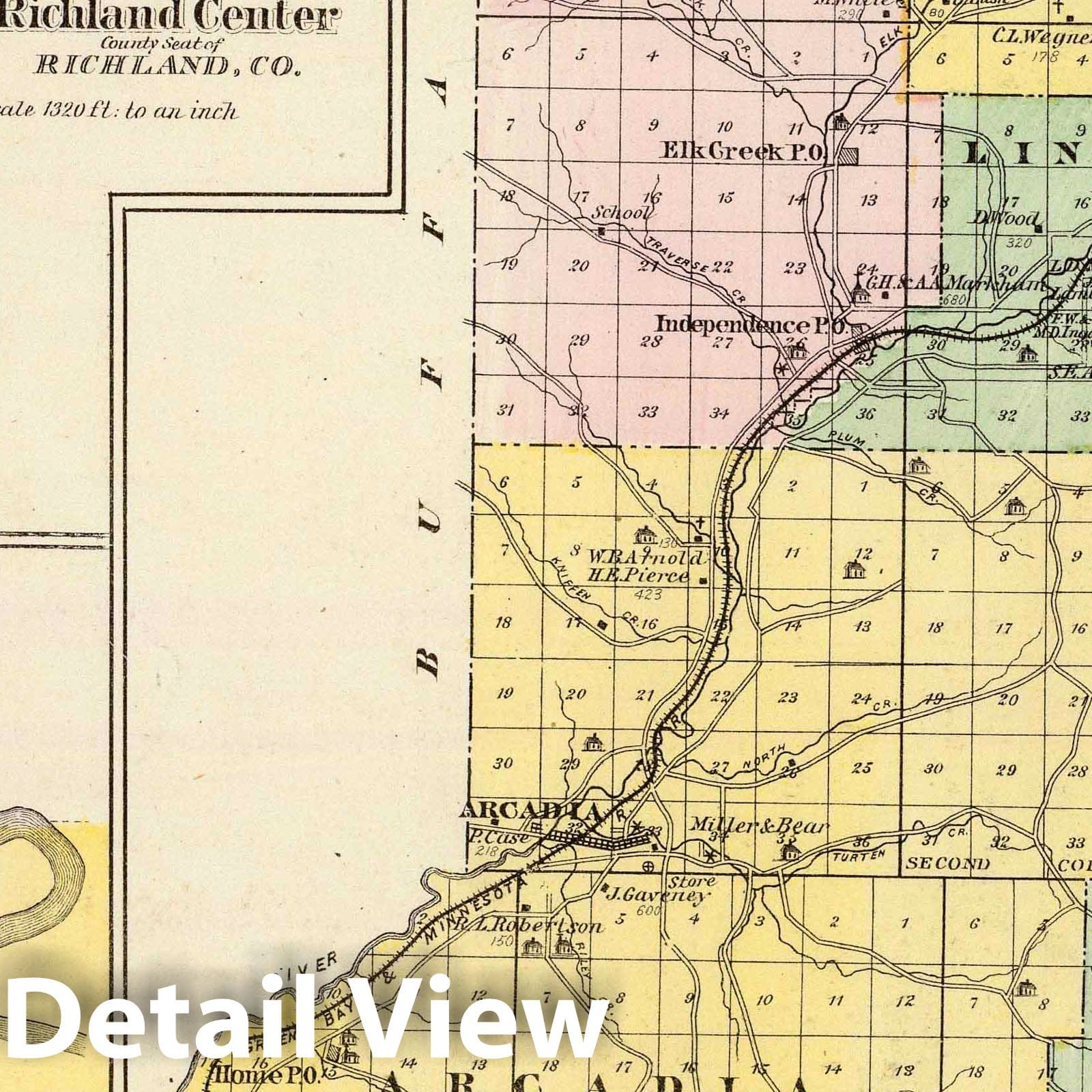 Trempealeau County with Richland Center and Whitehall, Wisconsin - 1878 Historical Map Print