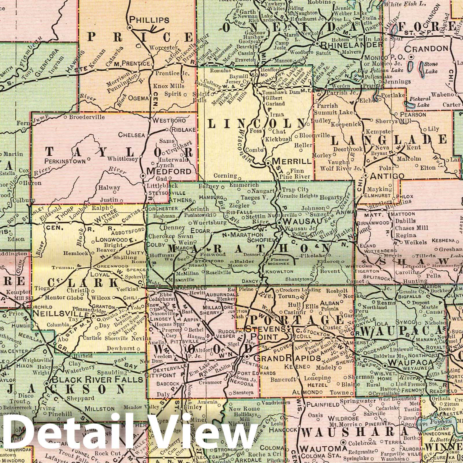 Wisconsin - Railroad Map, 1901 - Historical Map Print