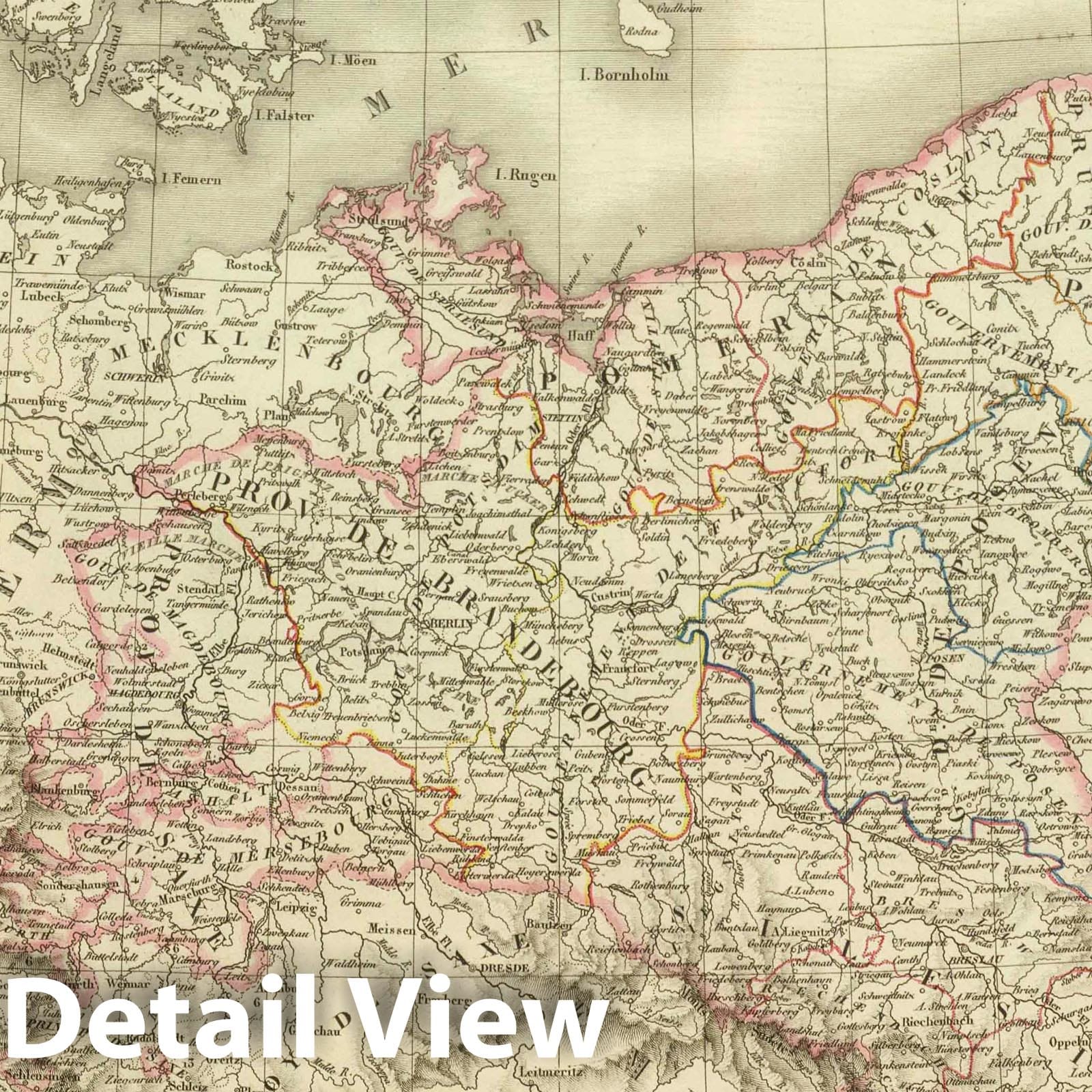 Carte Generale du Royaume de Prusse 1824 - Historical Map Print