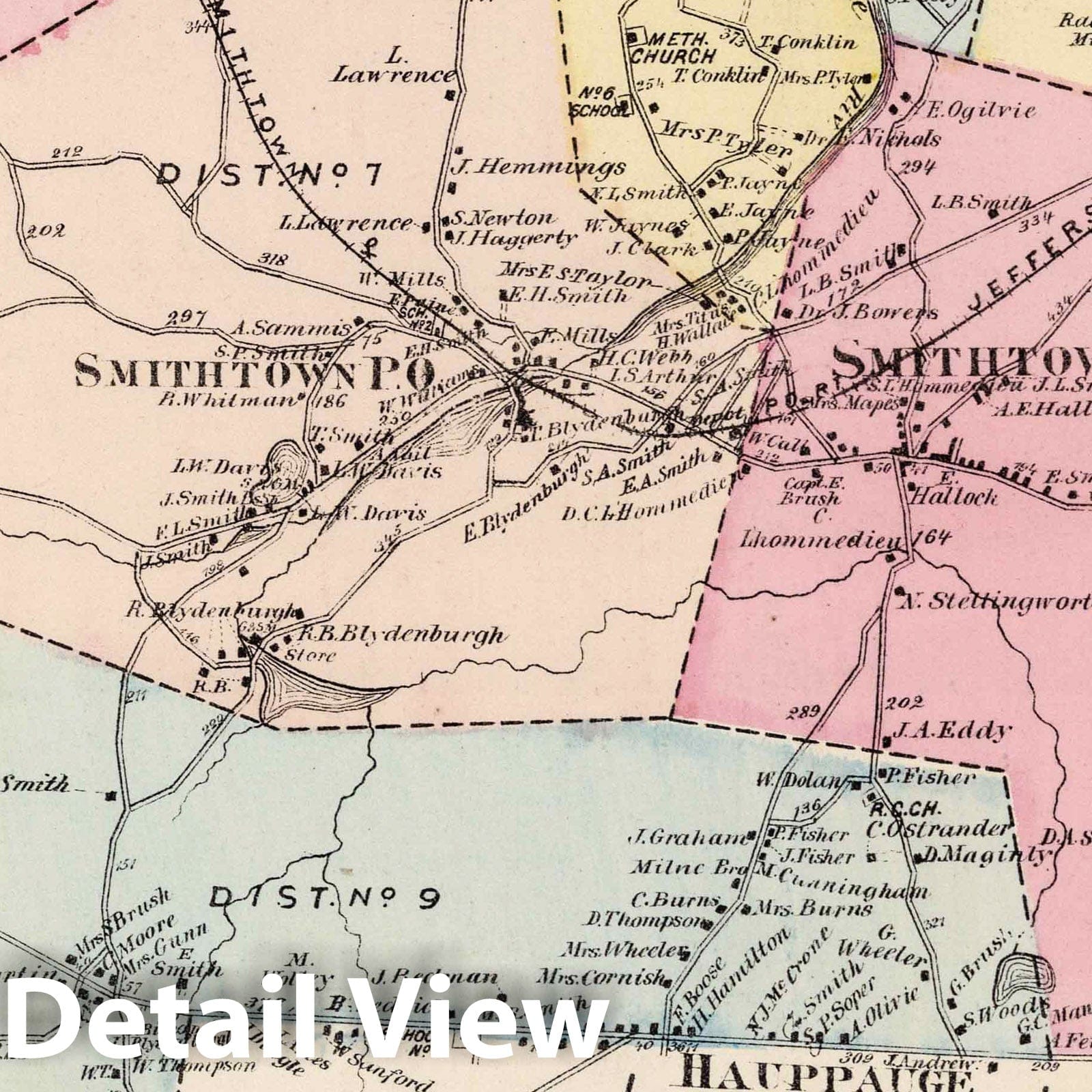 Smithtown, Suffolk County, Long Island, New York - Property Map, 1873