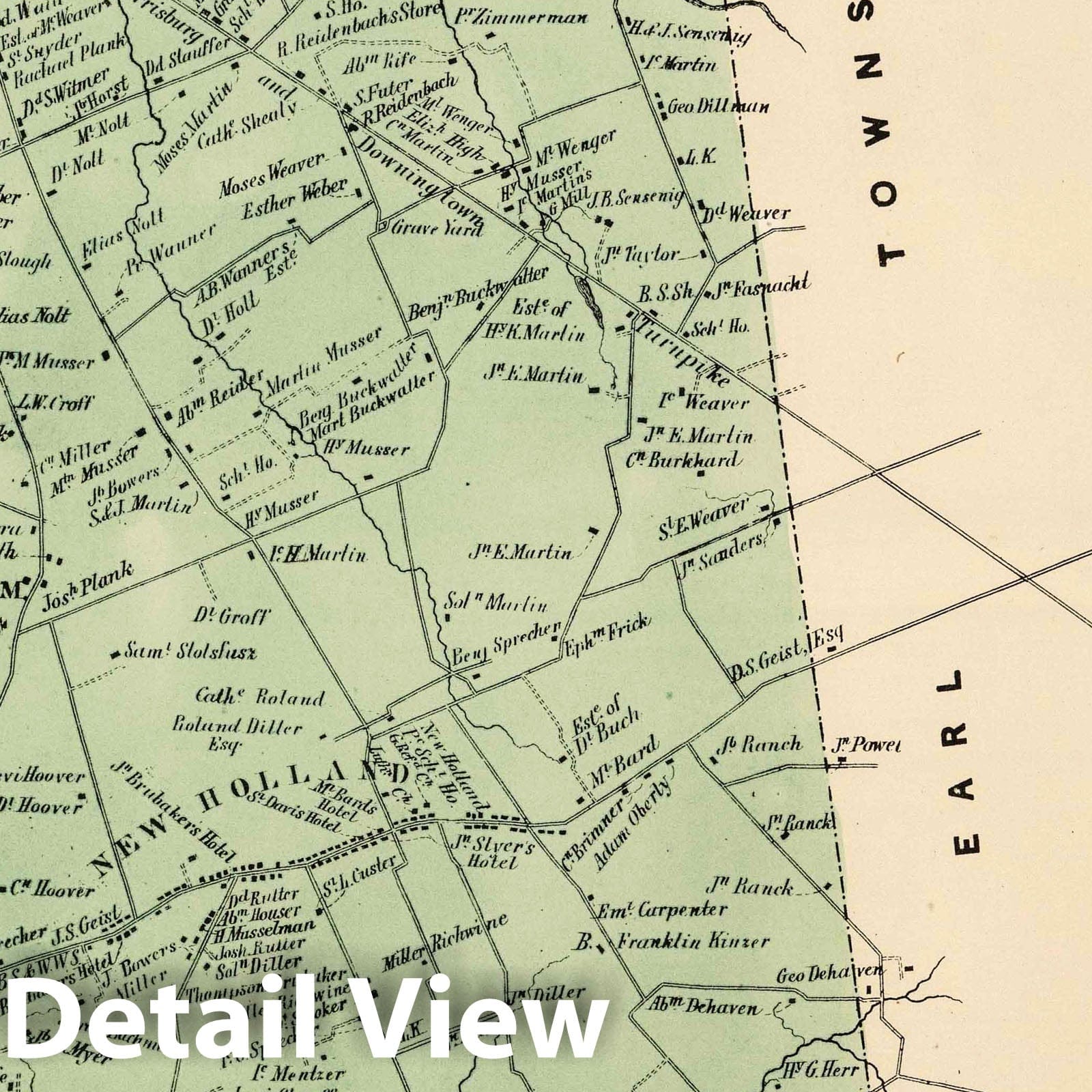 Earl Township - Property Map, 1864 - Lancaster County, Pennsylvania