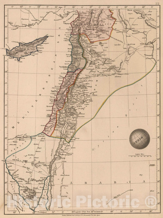 Historic Map : 1825 Syria &c. - Vintage Wall Art