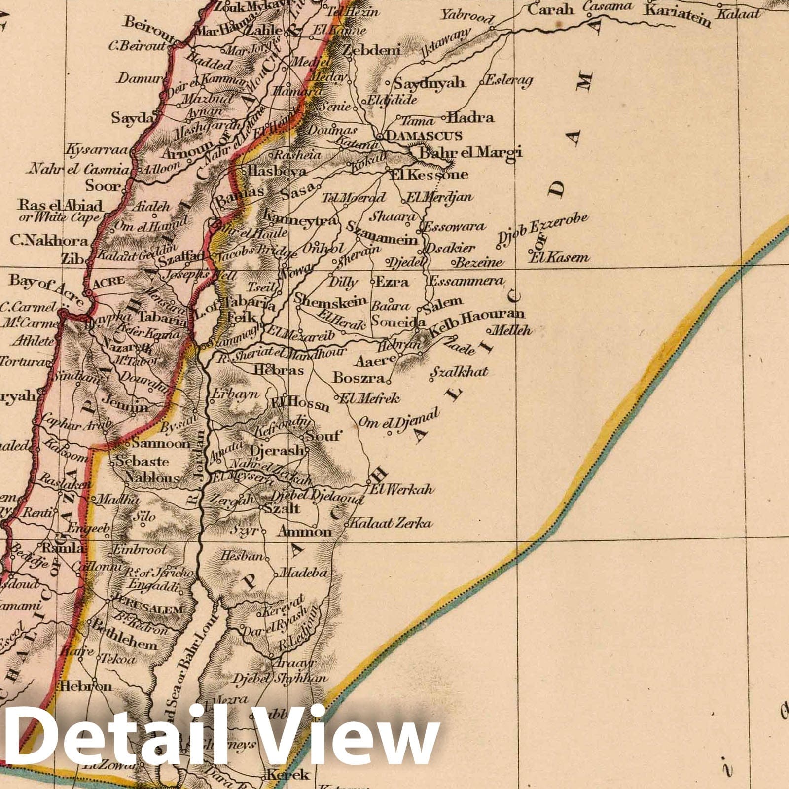 Syria - River Map, 1825 - Historical Map Print