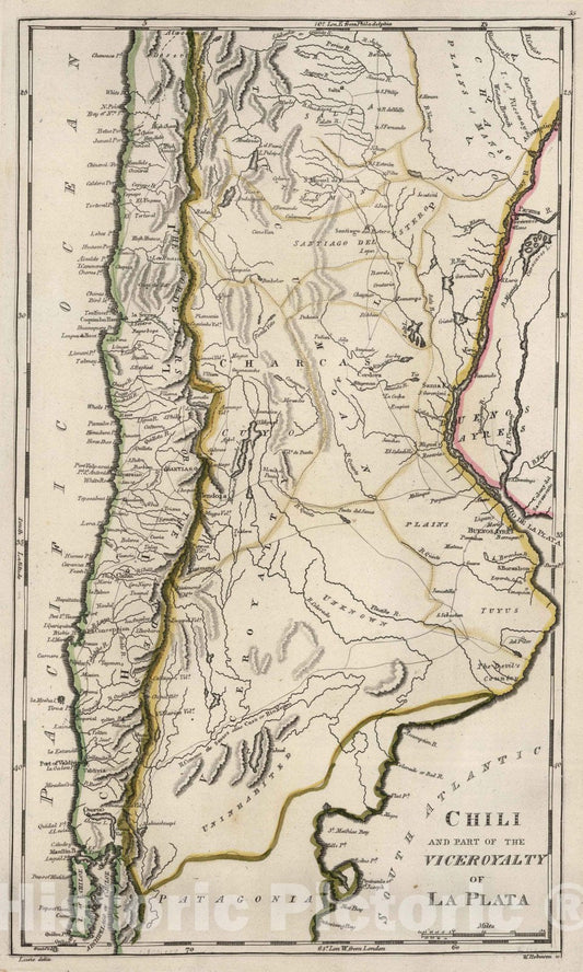Historic Map : 1818 Chili And Part Of The Viceroyalty Of La Plata. - Vintage Wall Art