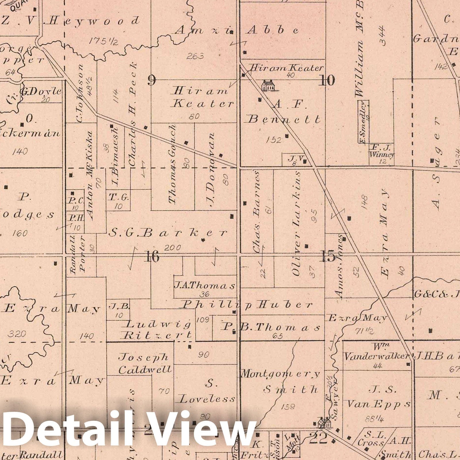 Belvidere Township - County Map, 1886 - Historical Map Print