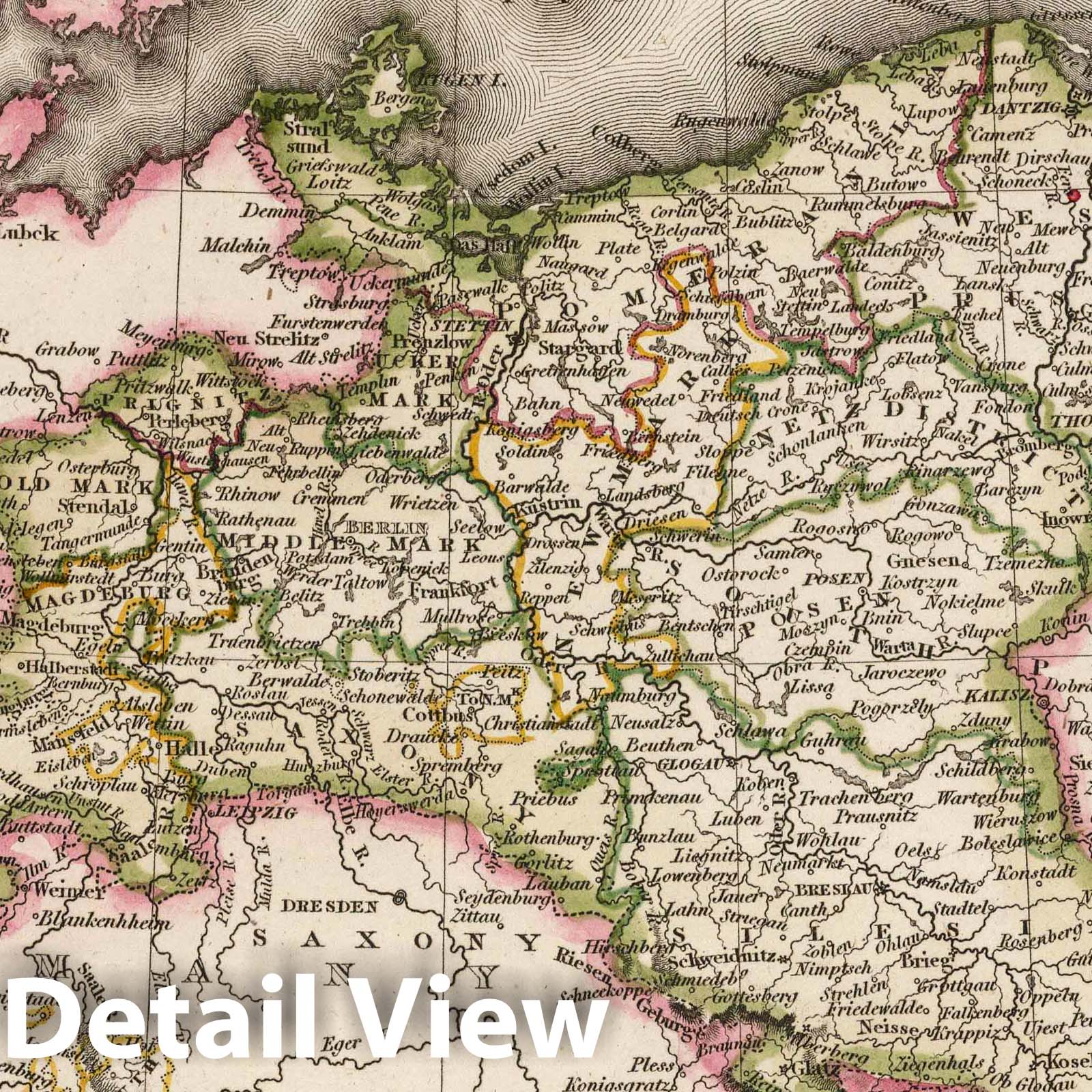 Prussia, Germany - River Map, 1817 - Historical Map Print