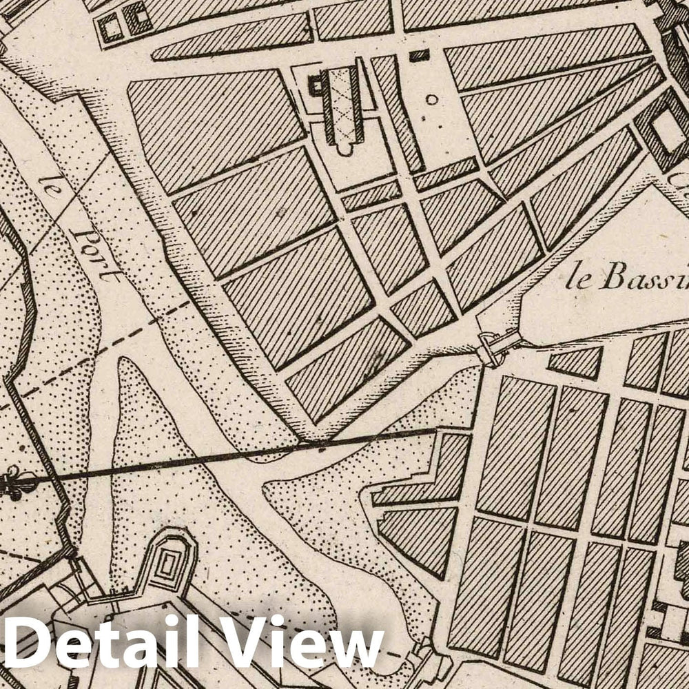 Historic Map : France , Havre France, 1764 Plan de la ville et citadelle du Havre. , Vintage Wall Art