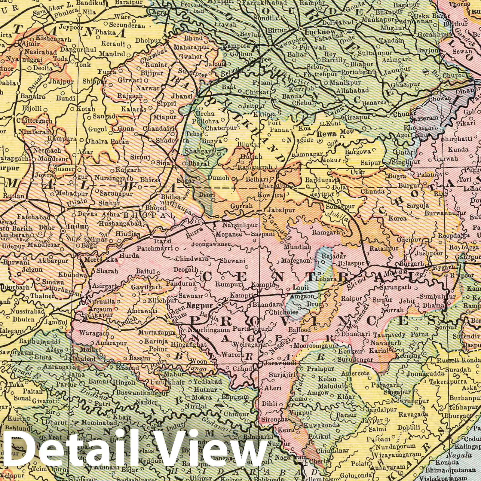 India - Railroad Map, 1901 - Historical Map Print