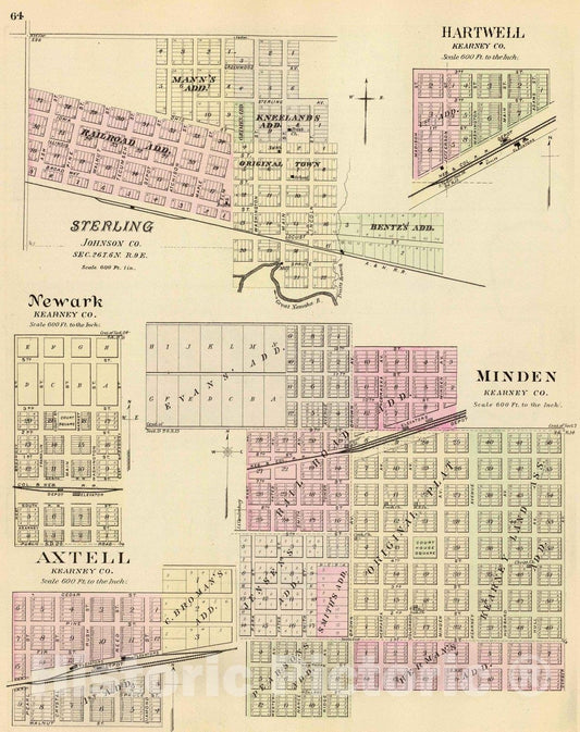 Historic Map : Minden (Neb.), Nebraska, 1885 Minden. , Vintage Wall Art