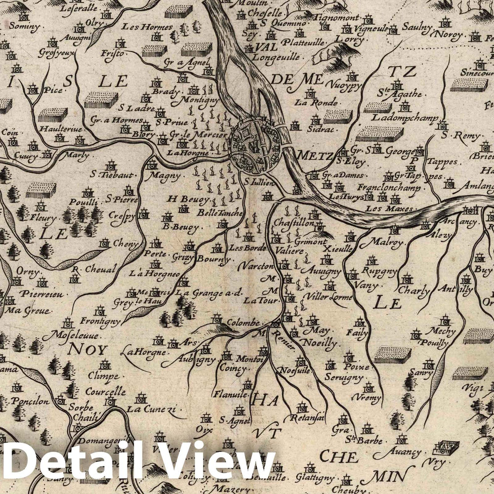 Historic Map : Lorraine , France 1632 Description du Pays Messin et ses Confins. , Vintage Wall Art