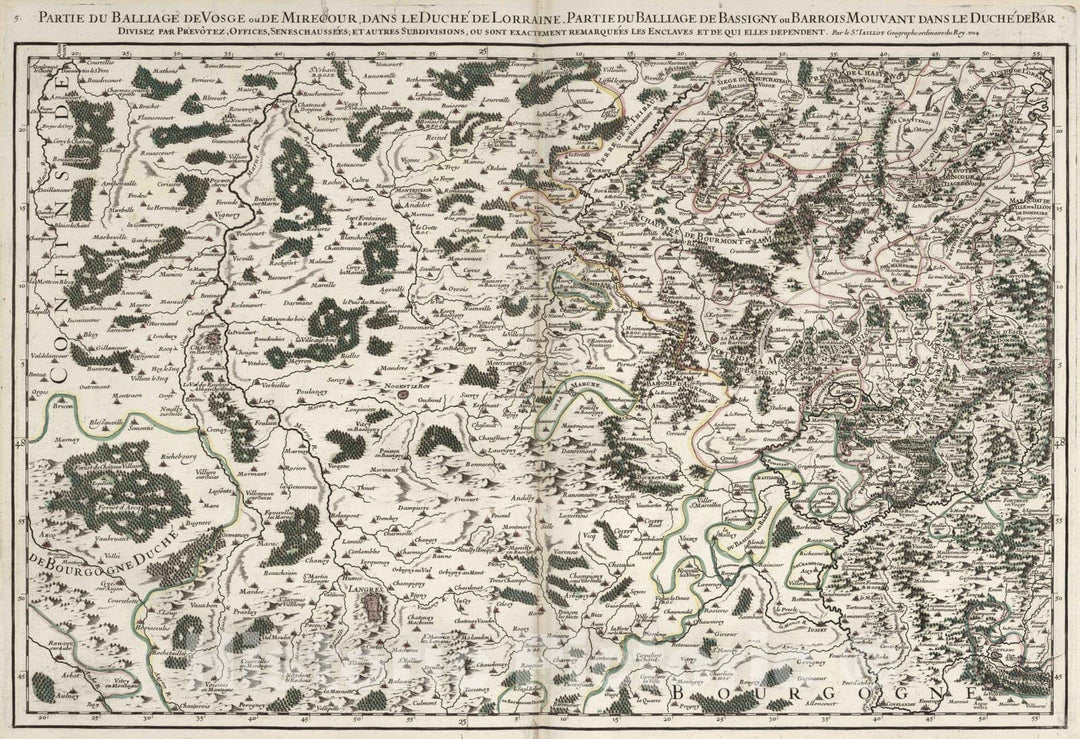 Historic Map : Toulois , France 1699 Le Toulois (southwestern sheet). , Vintage Wall Art