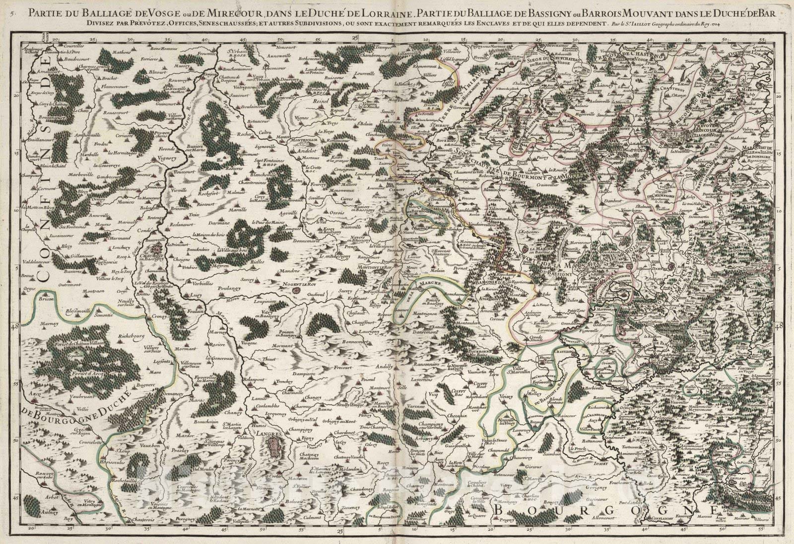 Historic Map : Toulois , France 1699 Le Toulois (southwestern sheet). , Vintage Wall Art