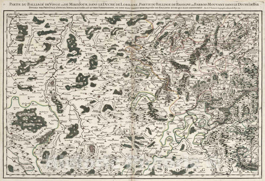 Historic Map : Toulois , France 1699 Le Toulois (southwestern sheet). , Vintage Wall Art