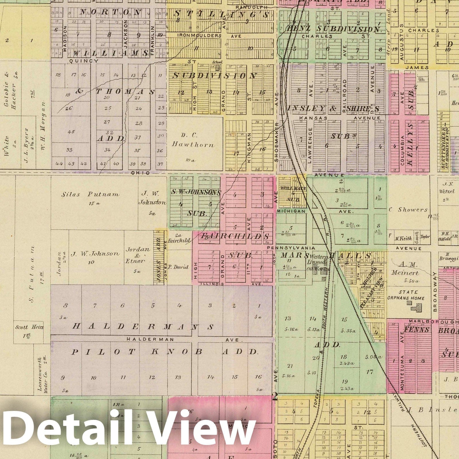 South Leavenworth, Kansas - Military Map, 1887 - Historical Atlas Print