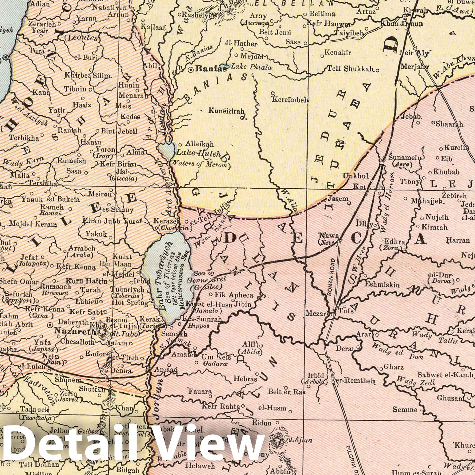 Palestine - Road Map, 1901 - Historical Map Print