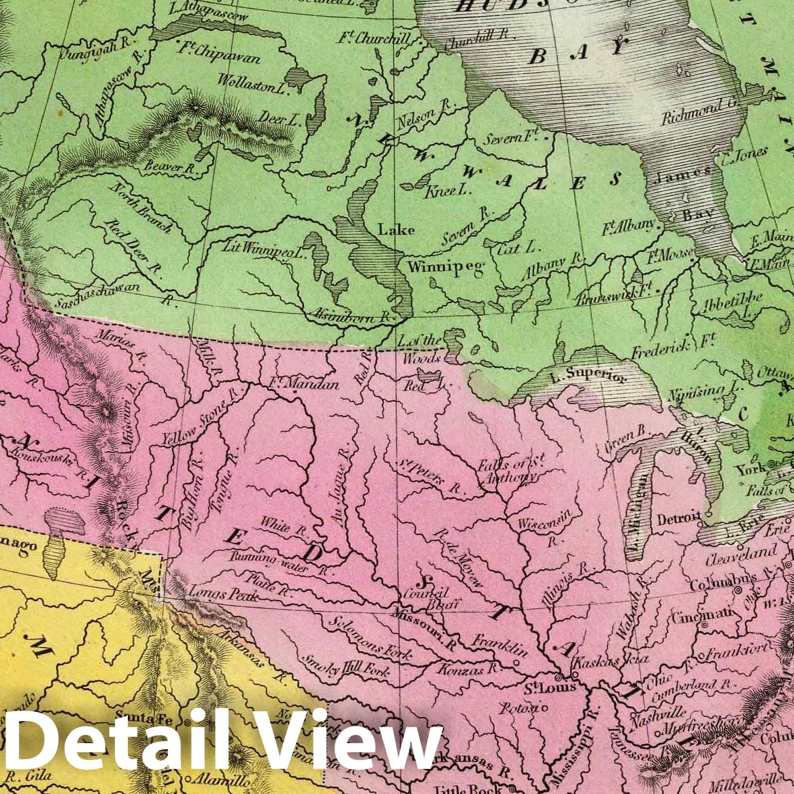 North America, 1835 - Historical Map Print