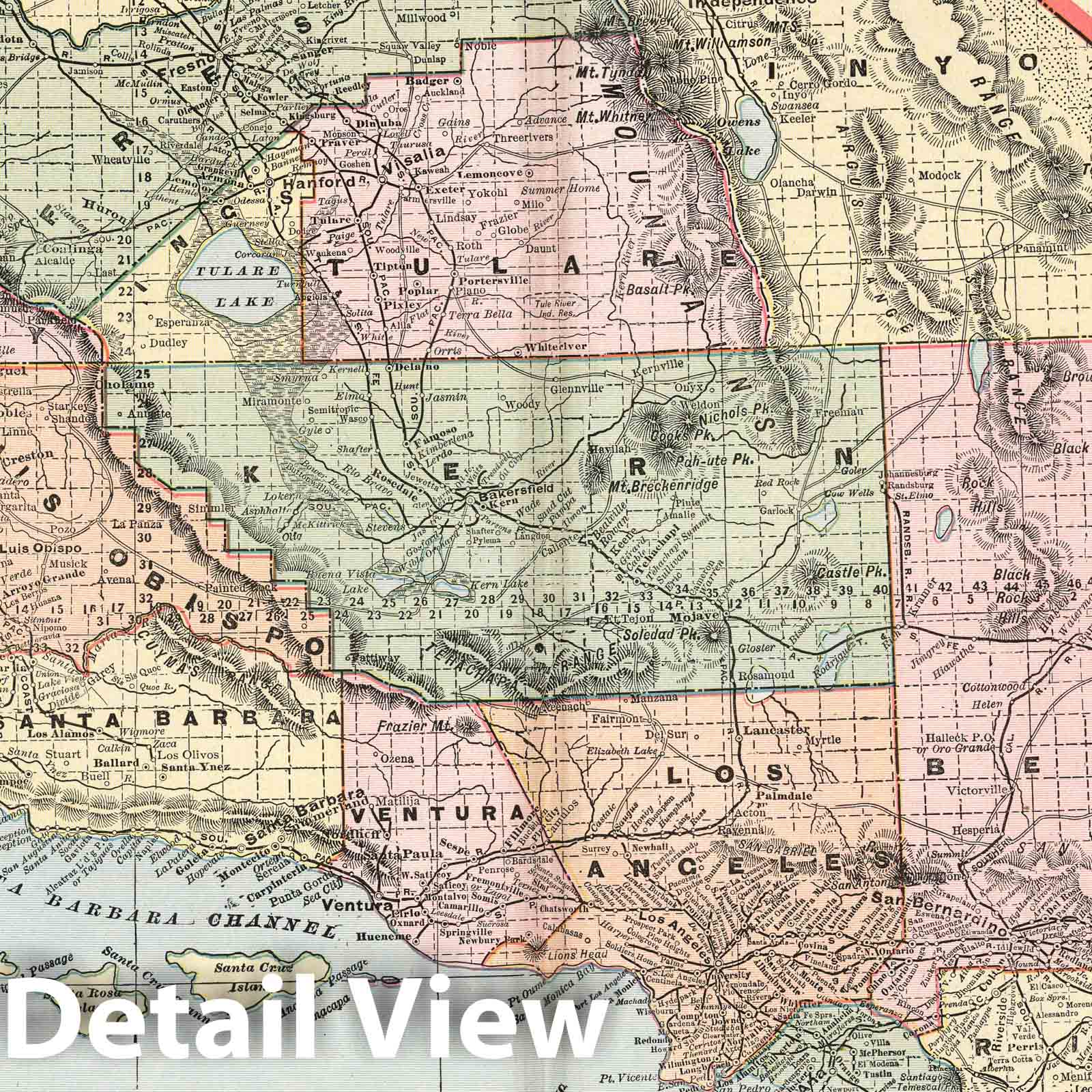 Southern California - Railroad Map, 1901 - Historical Map Print