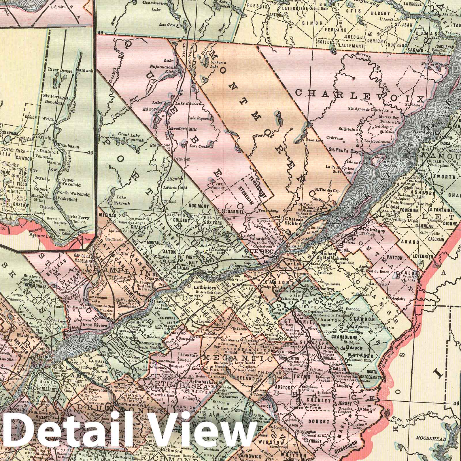 Quebec with Montreal Inset - Railroad Map, 1901