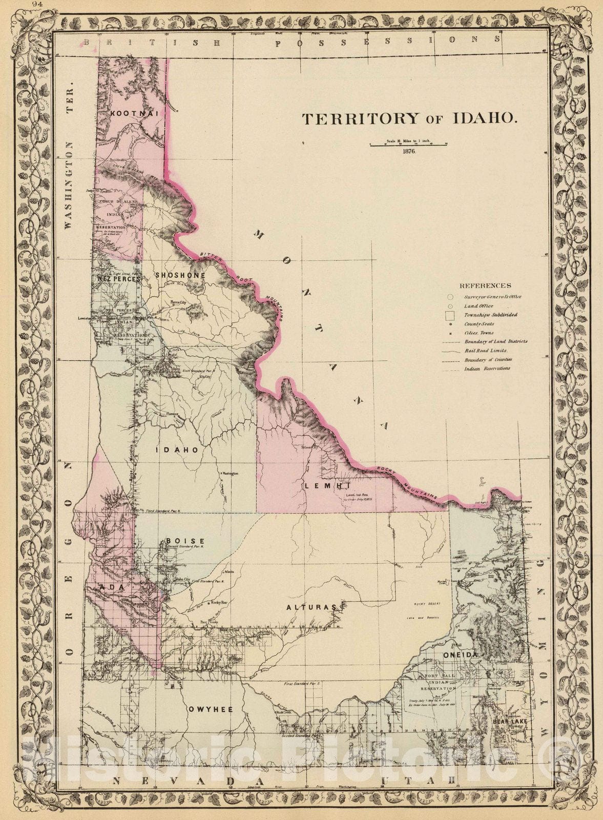 Historic Map : 1880 Idaho. - Vintage Wall Art