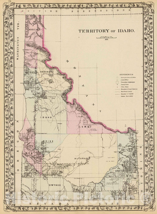 Historic Map : 1880 Idaho. - Vintage Wall Art