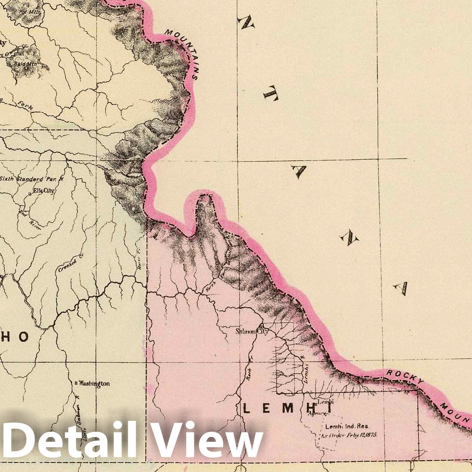 Idaho - River Map, 1880 - Historical Map Print
