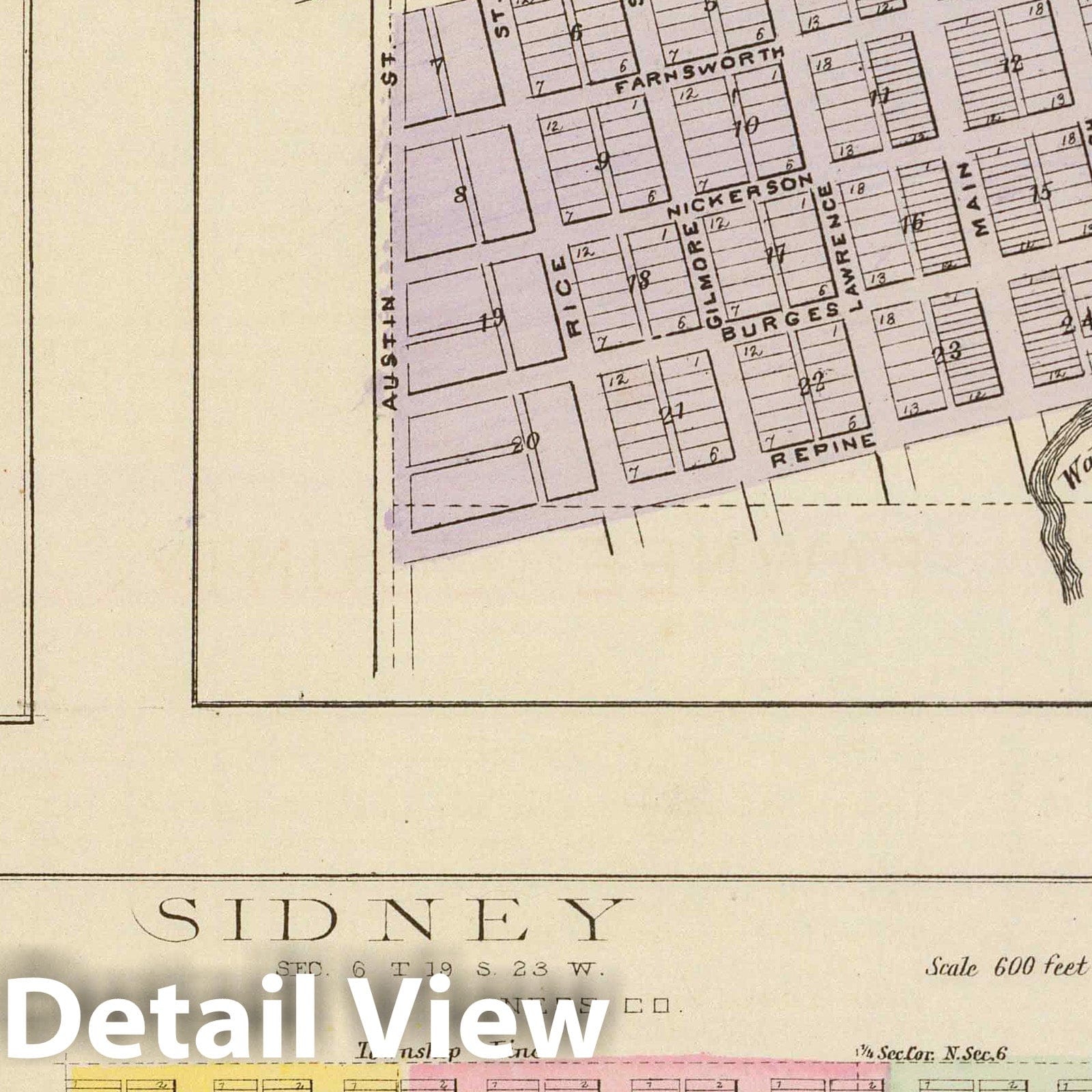 Bazine, Sidney, Nonchalanta, Harold, Beelerville, Ness County, Kansas - 1887 Historical Map Print