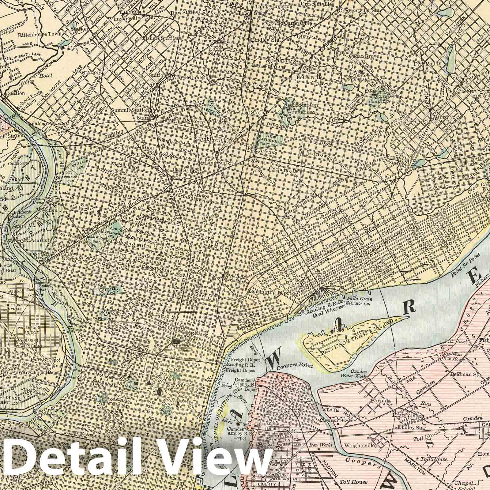 Philadelphia, Pennsylvania - Railroad Map, 1901 - Historical Map Print