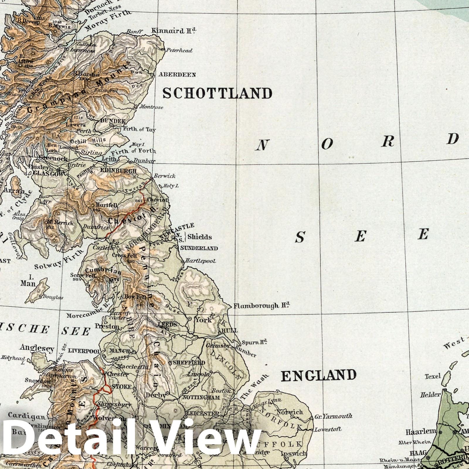 British Isles, 1896 - Historical Topographic Map Print