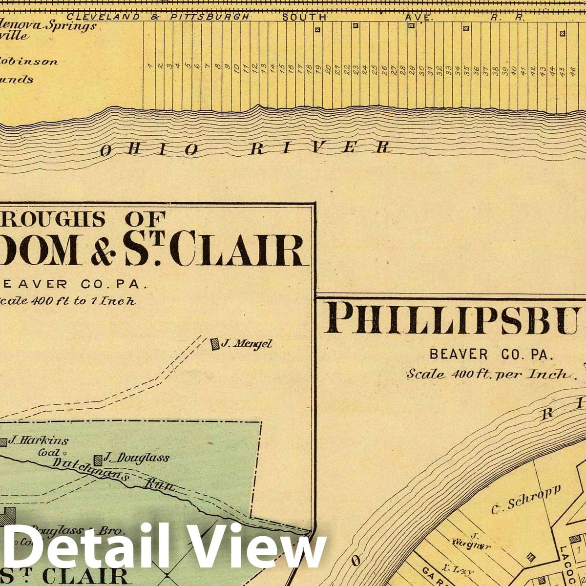 Freedom, Saint Clair, Beaver County, Pennsylvania - River Map, 1877