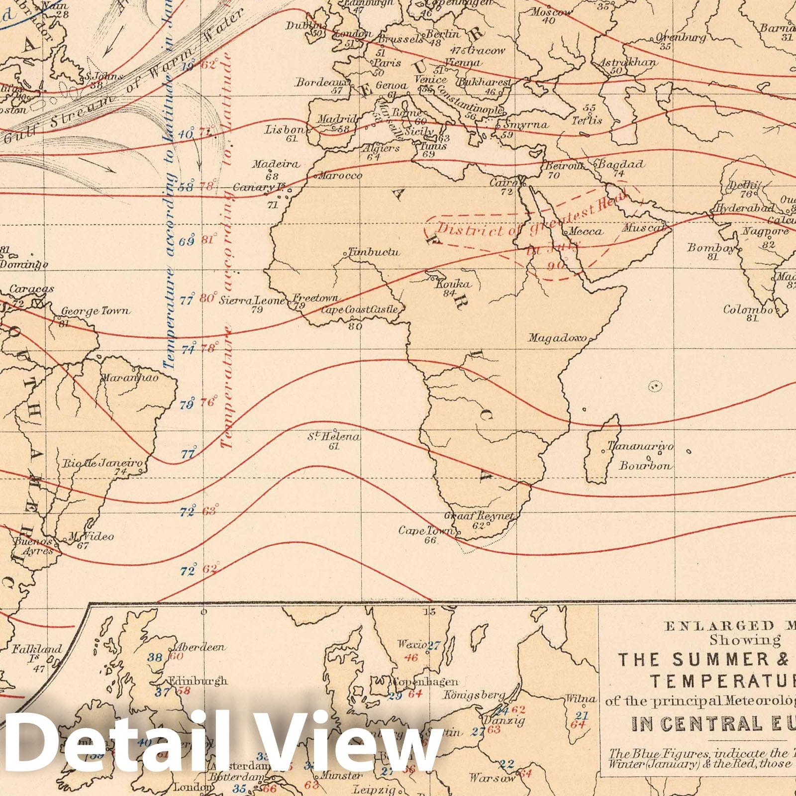 World Climatological Chart, 1852 - Historical Map Print
