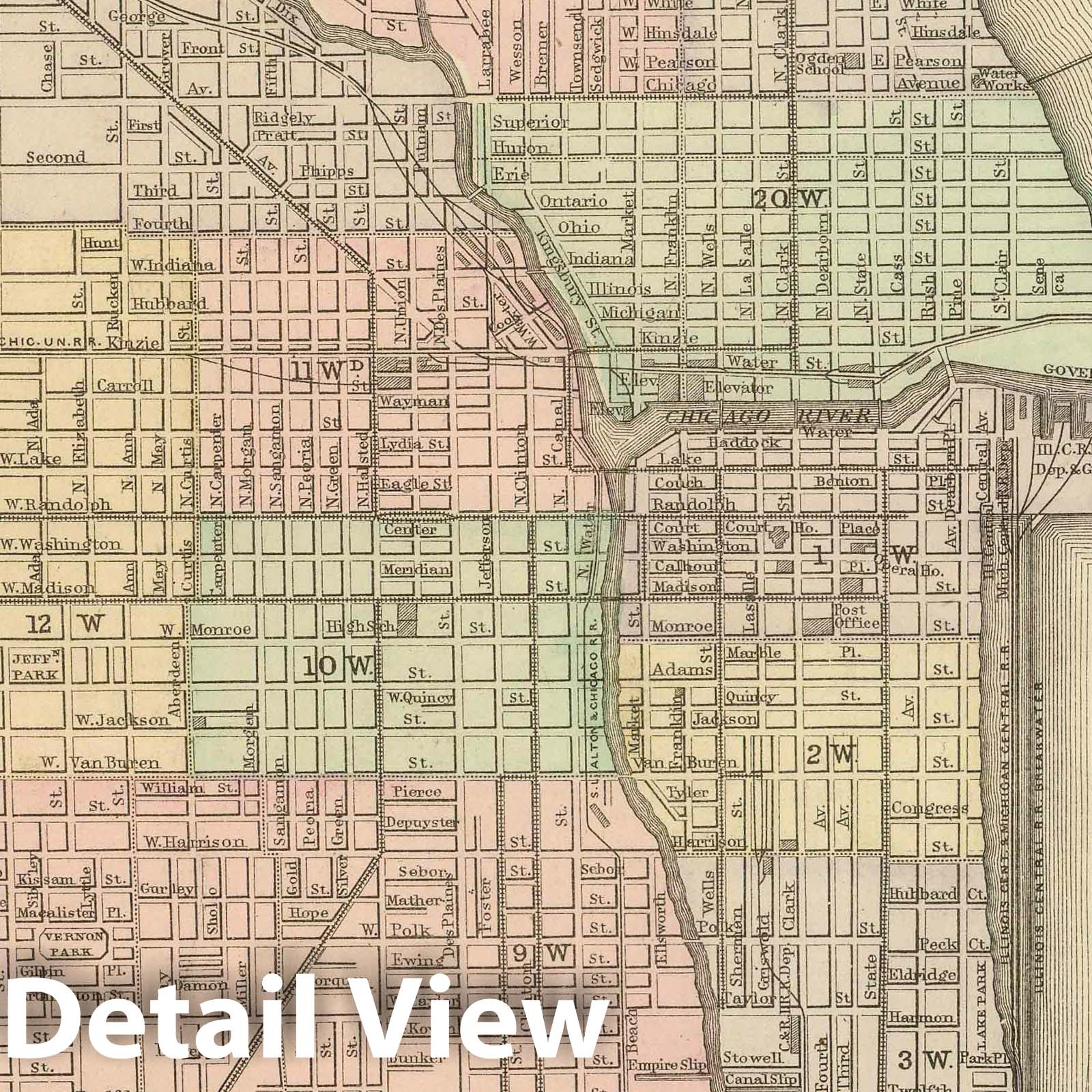 Chicago, Illinois - Railroad Map, 1886 - Historical Map Print
