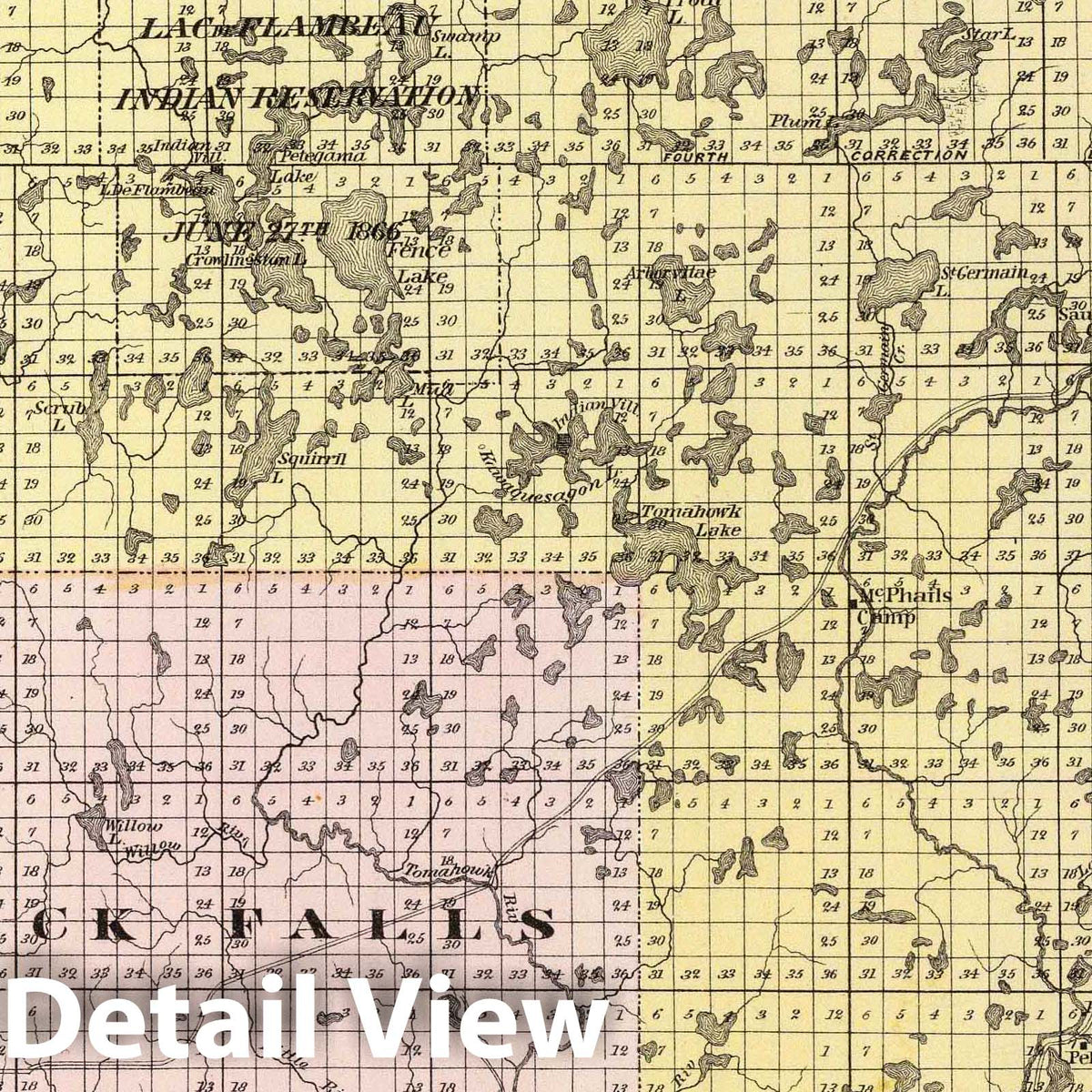Lincoln County, Wisconsin - Geologic Map, 1878 - Historical Atlas Print