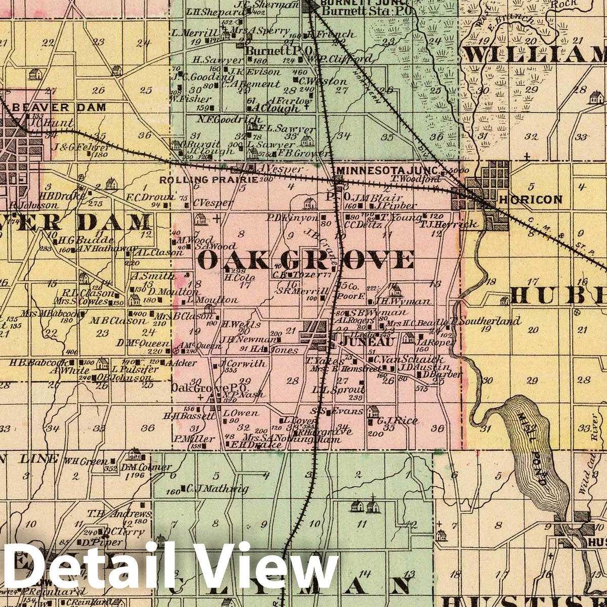 Dodge County, Wisconsin - Geologic Map, 1878 - Historical Atlas Print