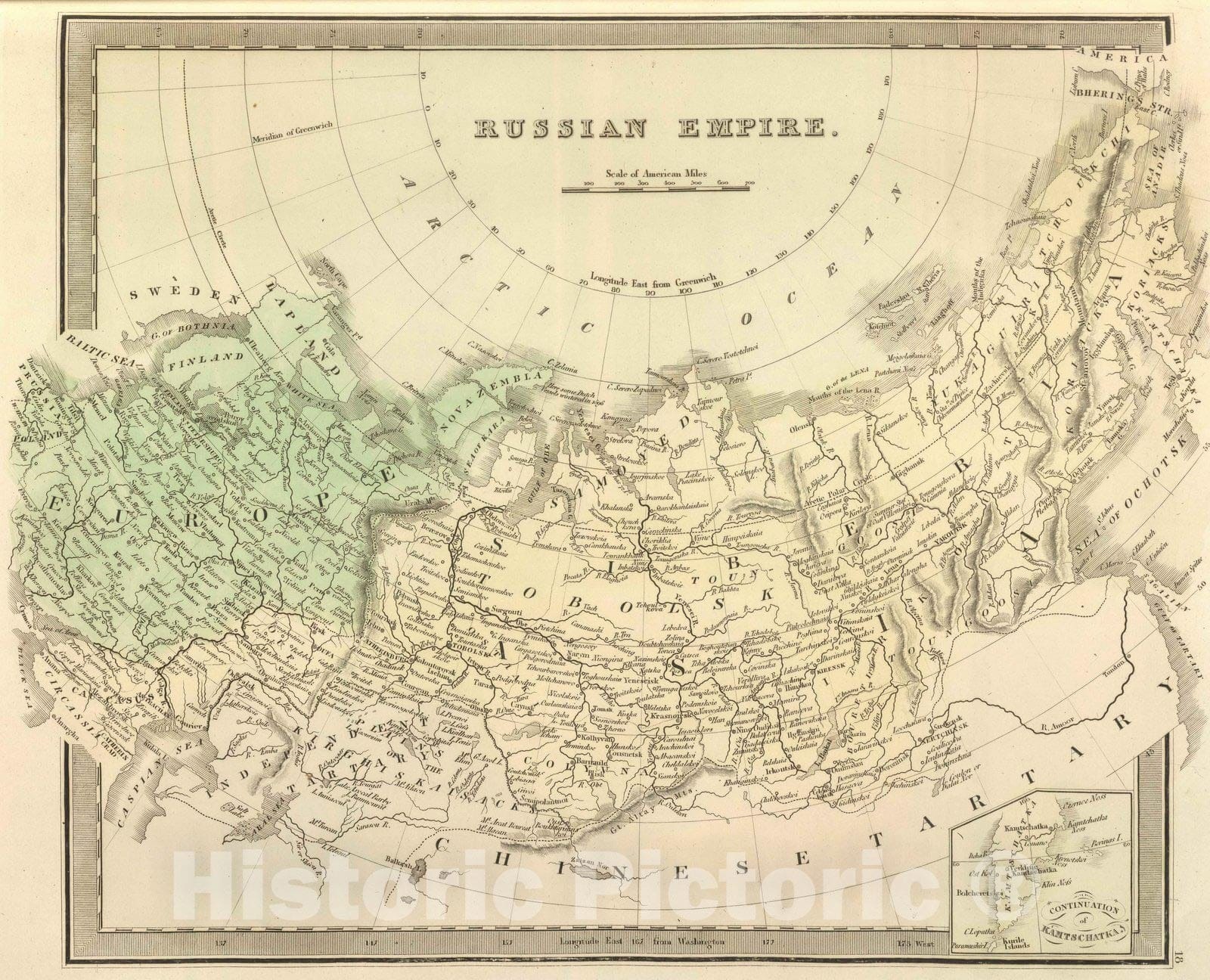 Historic Map : 1848 Russian Empire. - Vintage Wall Art
