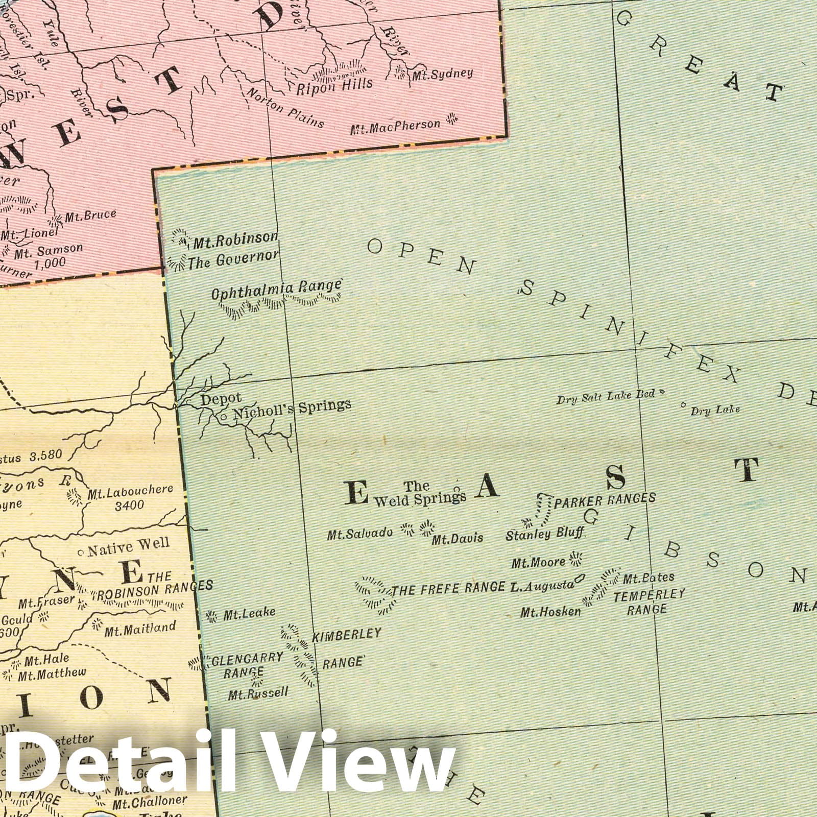 Western Australia - Road Map, 1901 - Historical Map Print