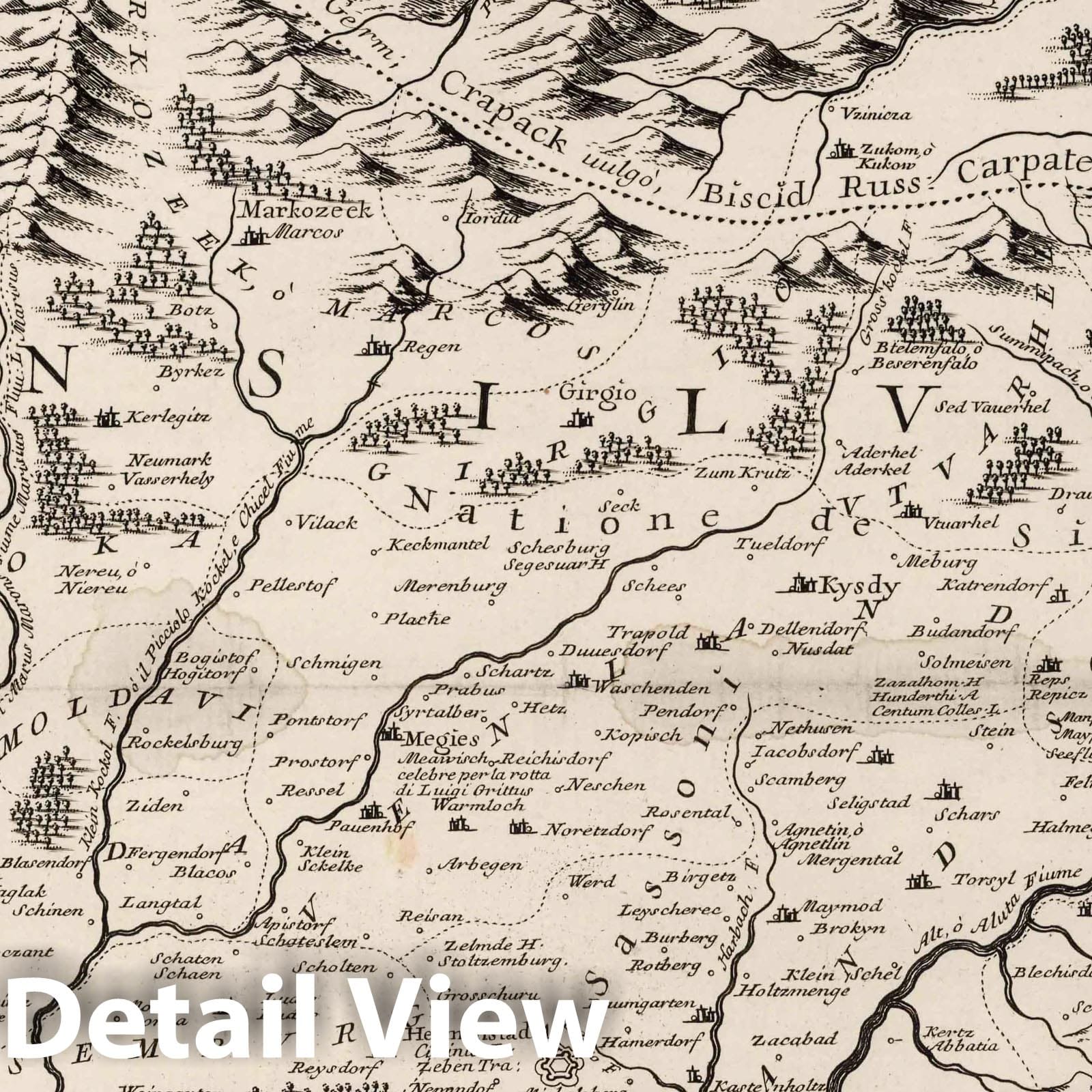 Danube River and Romania - 1693 Historical Map Print