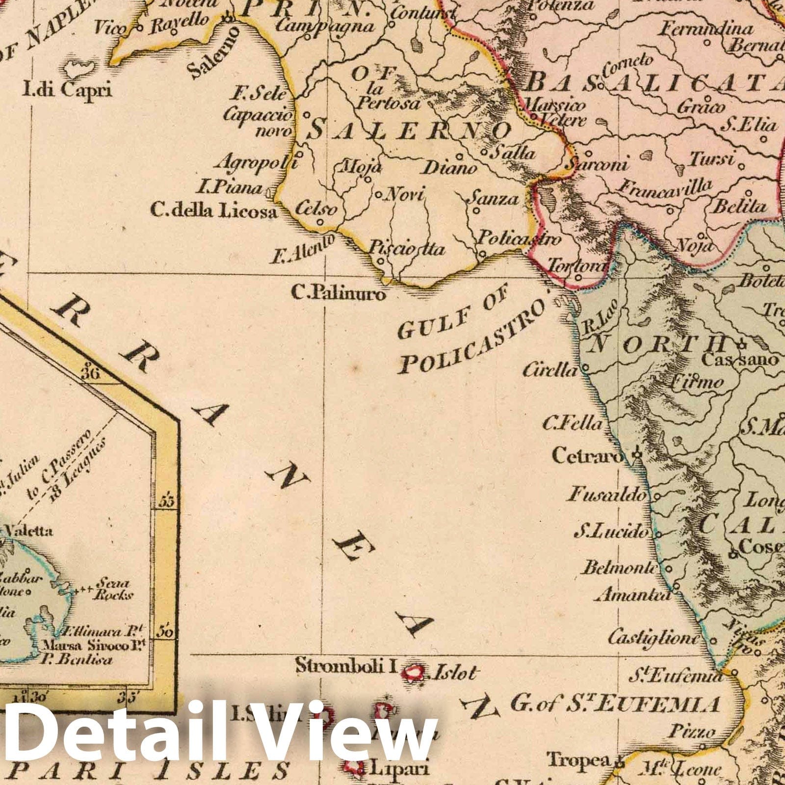 Naples and Sicily with Malta and Gozo, 1800 - Historical Map Print