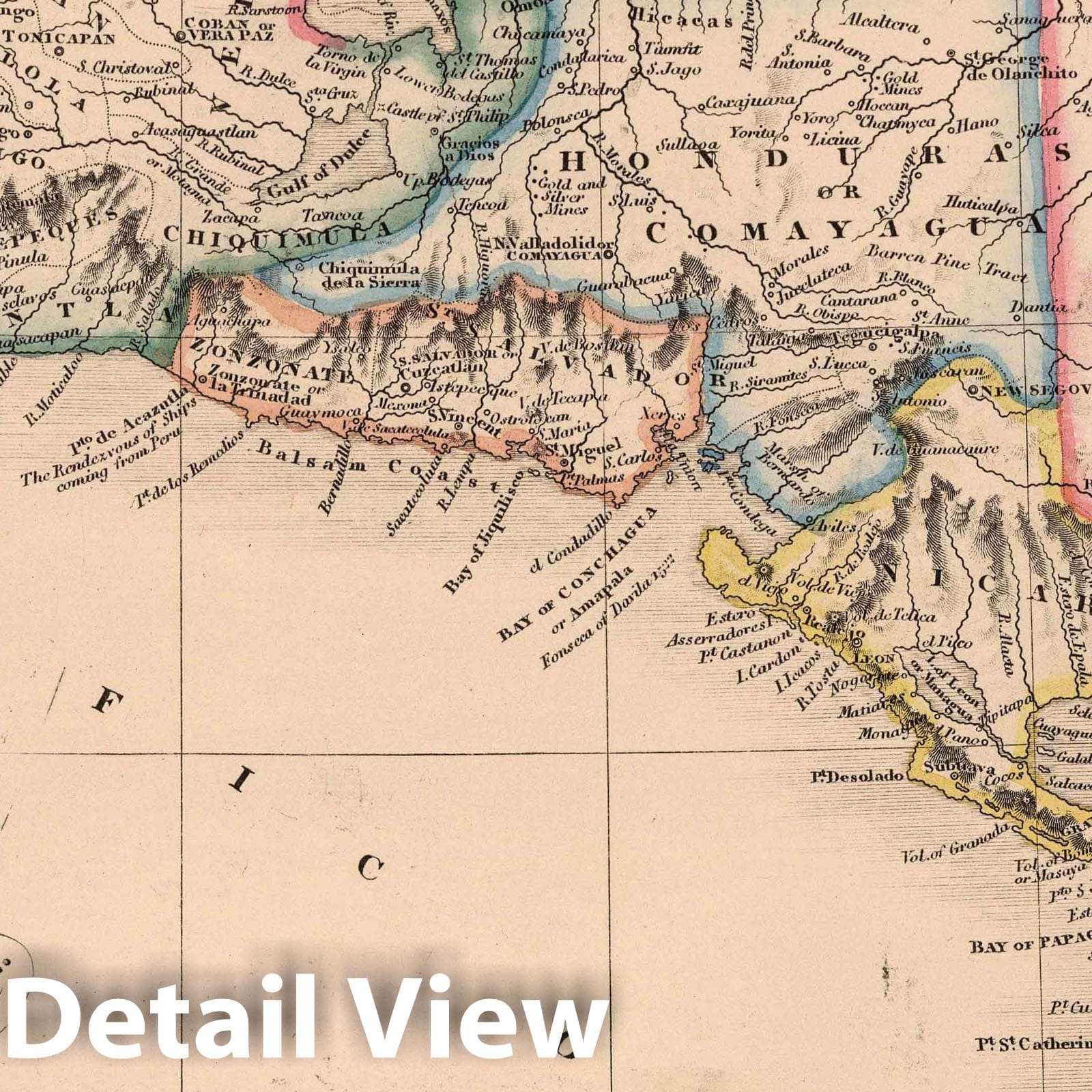 Guatemala and Central America - Railroad Map, 1864 - Historical Map Reproduction