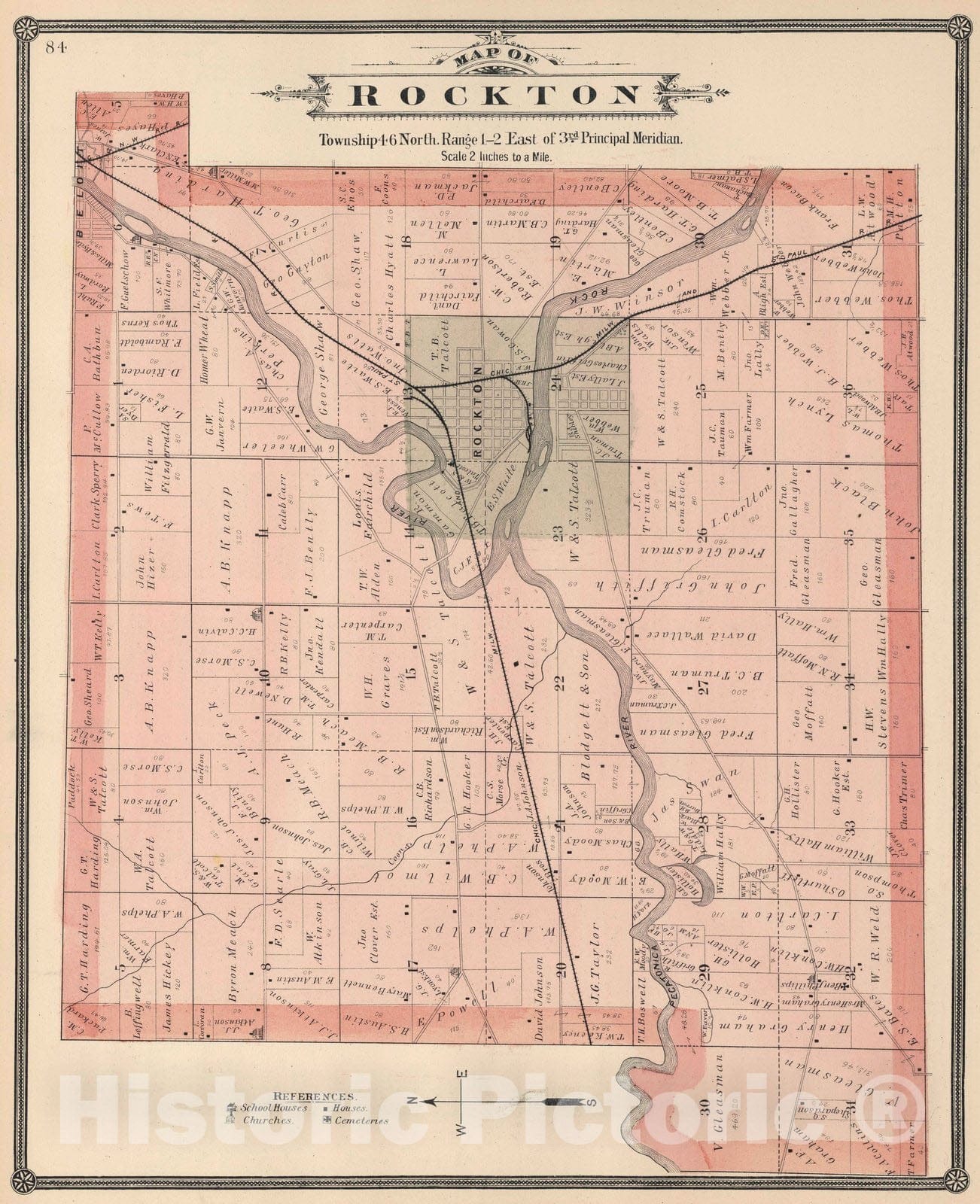 Historic Map : 1886 Rockton Township, Winnebago, Illinois. - Vintage Wall Art