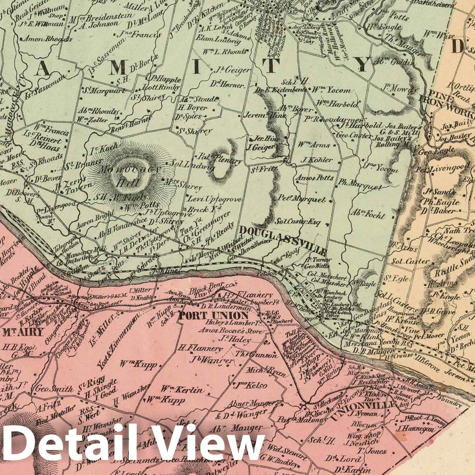 Amity, Douglass and Union Townships, Berks County, Pennsylvania - Property Map, 1862