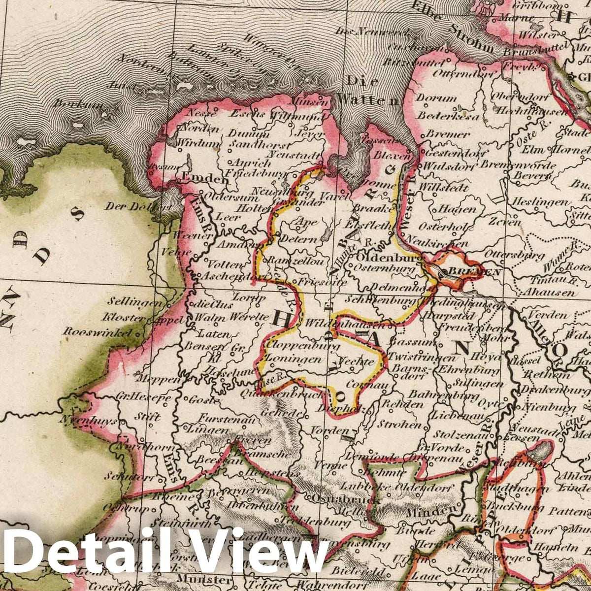 Germany Northwest - River Map, 1817 - Arrowsmith Atlas Print