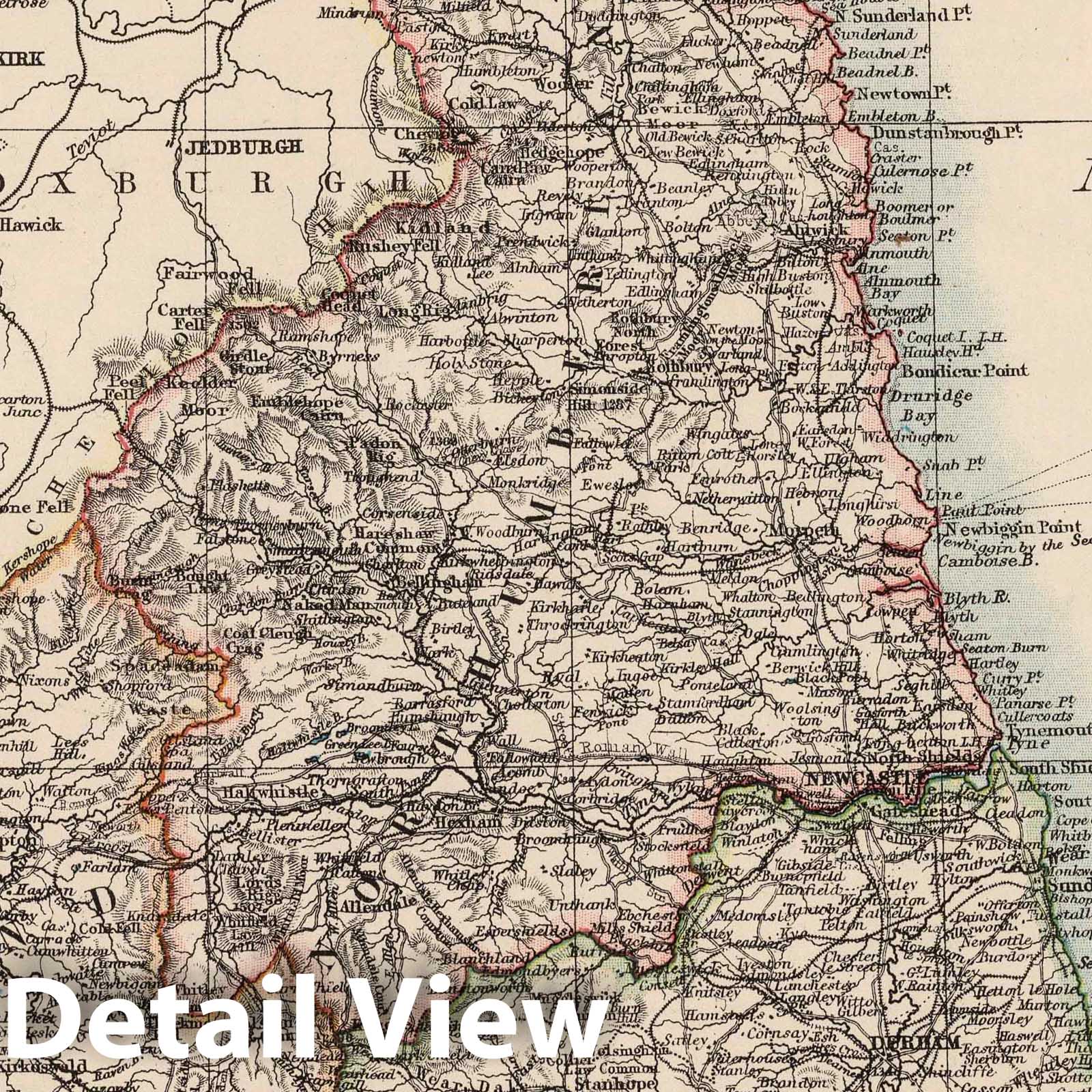 England and Wales - Physical Map, 1906 - Victoria Regina Atlas Print