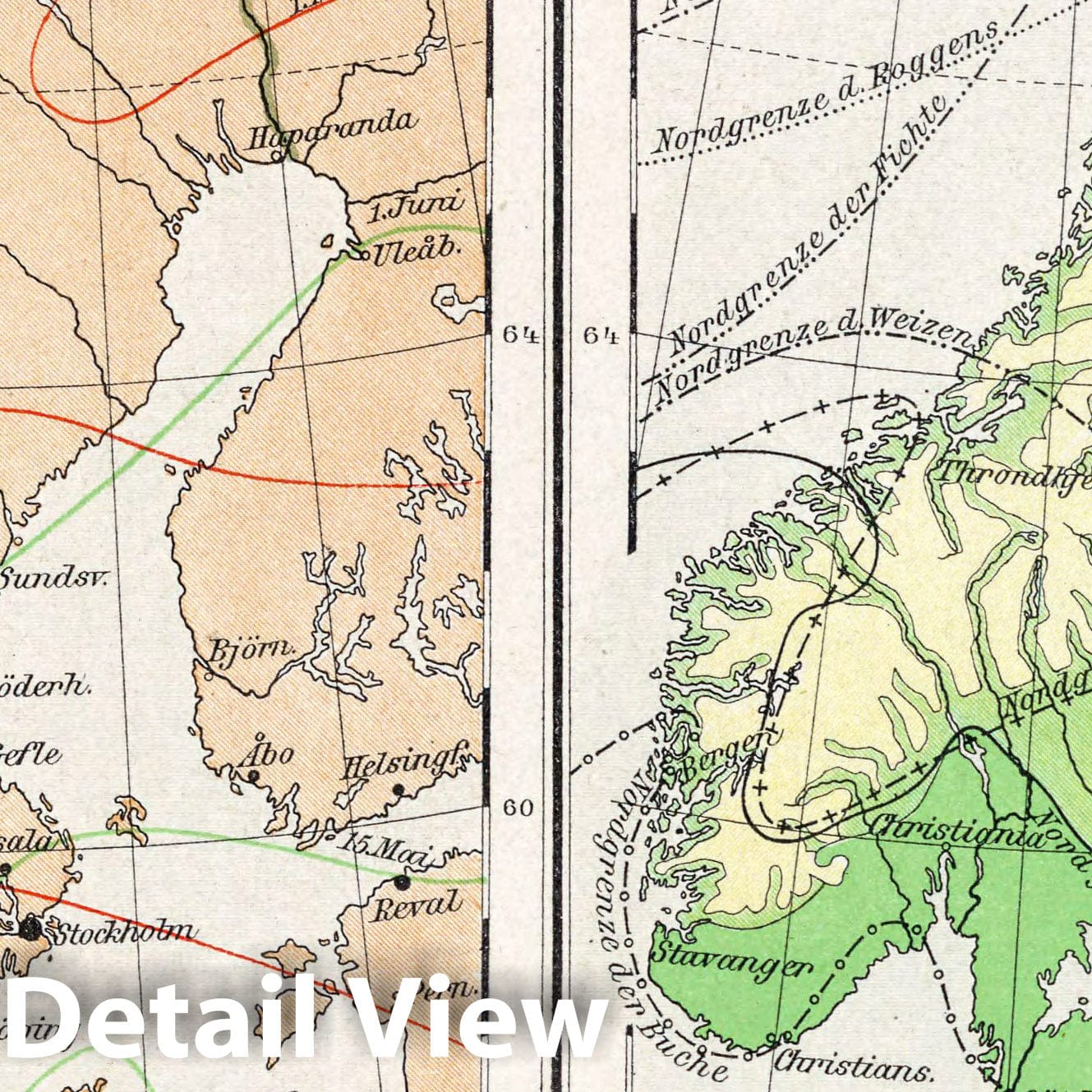 Scandinavia, 1896 - Historical Topographic Map Print